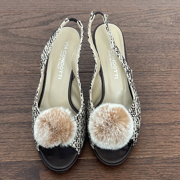 Via Condotti Women’s Peep Toe Brown Sling Backs Size 8.5 - Picture 2 of 6